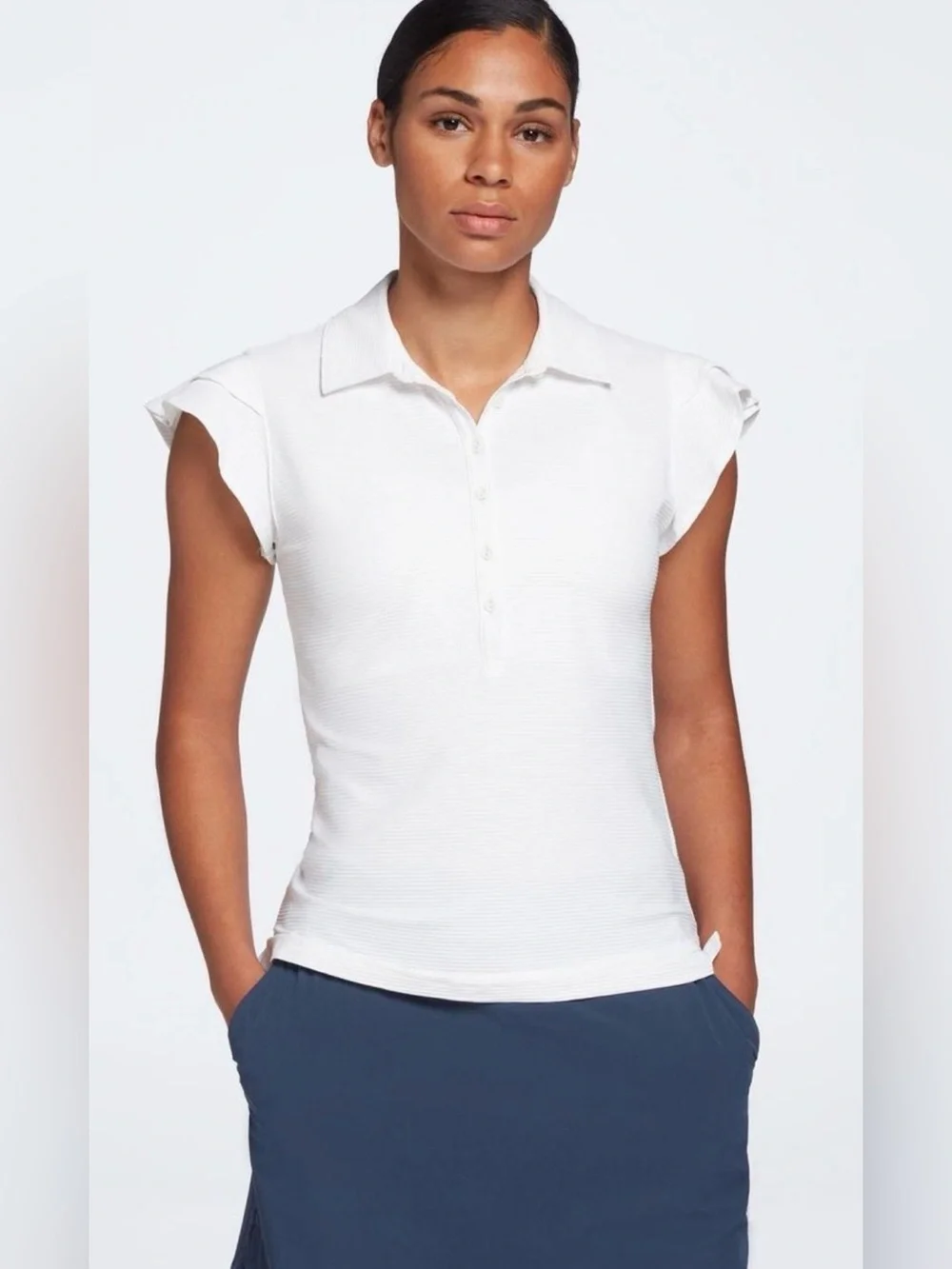 Calia Baby Blue Ribbed Polo Golf Tank - Picture 1 of 11